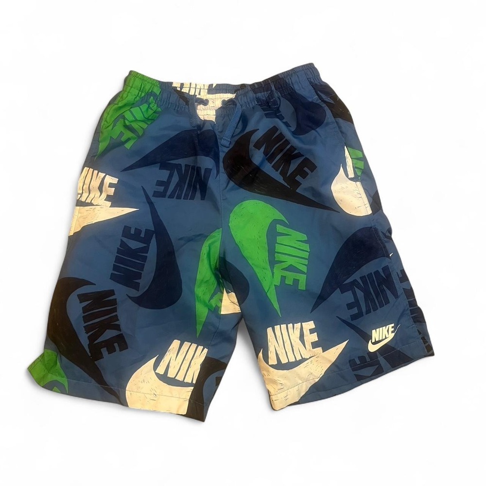 90s retro Nike green and blue swim shorts